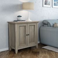 Simpli Home - Amherst Low Storage Cabinet - Distressed grey - Left View