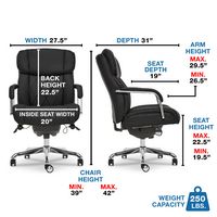 La-Z-Boy - Comfort and Beauty Sutherland Diamond-Quilted Bonded Leather Office Chair - Midnight B... - Left View