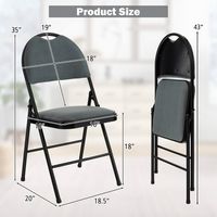 Costway 2 Pack Folding Chairs Portable Padded Office Kitchen Dining Chairs - Grey - Left View