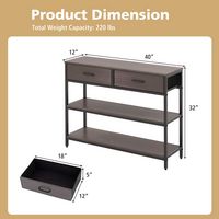 Costway - Console Entryway Table Sofa Side Table with Folding Fabric Drawer - Gray - Left View