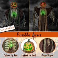 Costway 5.75ft Halloween Animatronics Decoration Talking Ghost Pumpkin - Brown - Left View