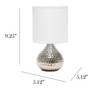 Simple Designs - Drip Mini Table Lamp - Hammered Silver with White Shade - Left View