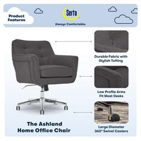 Serta - Ashland Memory Foam & Twill Fabric Home Office Chair - Graphite - Left View