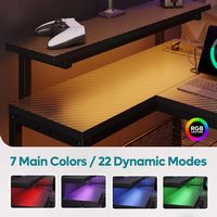 Bestier 58inch L-Shaped Gaming Desk with LED Lights with Power Outlet & Monitor Stand Corner - Bl... - Left View
