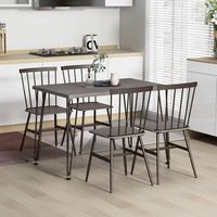 Costway 5 PCS Dining Table Set for 4 Rectangular Kitchen Table & 4 Chairs w/ Metal Frame - Grey Oak - Left View
