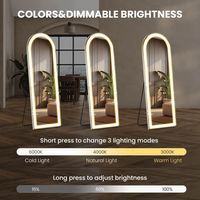 Bestier 20 x 63 Inches 3 Color Lighting Standing Mirror, Floor Standing Mirror with LED Lights - ... - Left View