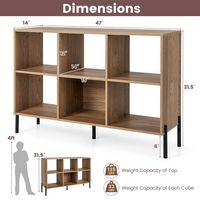 Costway - 6 Cube Storage Shelf Organizer Bookcase Square Cubby Cabinet Bedroom - Natural - Left View