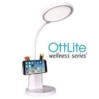 OttLite - Rechargeable LED Desk Lamp with Phone Holder - White - Left View