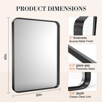 Bestier 40 x 30 Inches Bathroom Mirror Tempered Glass LED Vanity Mirror for Wall,Aluminum Alloy F... - Left View