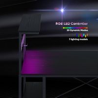 Bestier - Gaming Desk with LED Lights and Adjustable Shelves - 44