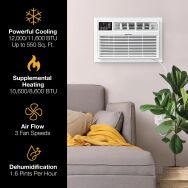Whirlpool - 550 sq ft 12,000 BTU 230V Through the Wall Air Conditioner with Supplemental Heat - W... - Left View
