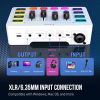 FIFINE USB Audio Interface- RGB Audio Mixer for Gaming, Streaming - White - Left View