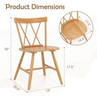 Costway Dining Chairs Set of 2 Farmhouse Kitchen Chair with Rubber Wood Frame - Natural - Left View