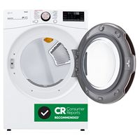 LG - 7.4 Cu. Ft. Stackable Smart Electric Dryer with Steam and Built-In Intelligence - White - Left View