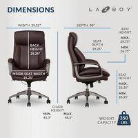 La-Z-Boy - Nova Executive Vegan Leather Office Chair with Air Lumbar Technology - Brown - Left View