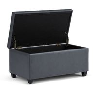 Simpli Home - Sienna Storage Ottoman Bench - Stone Gray - Left View