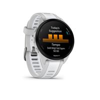 Garmin - Forerunner 165 Music GPS Smartwatch 43 mm Fiber-Reinforced Polymer - Gray/Whitestone - Left View