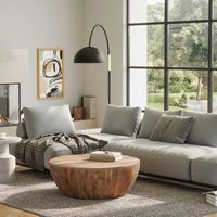 Simpli Home - Elmbrook Drum Coffee Table - Natural - Left View