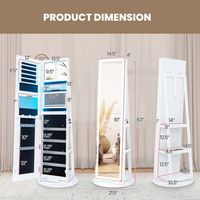 Costway - 360° Swivel Jewelry Cabinet Organizer 3-Color LED Mirror with Built-in Lights - White - Left View
