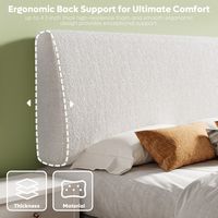 Pinmoco - Queen Size Adjustable Ergonomic Upholstered Foam Headboard - White - White - Left View