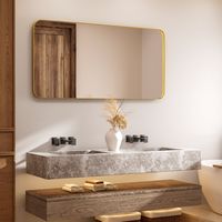 LOVMOR - 60 in. W x 30 in. H Tempered Glass Rounded Rectangle Framed Wall-Mounted Bathroom Vanity... - Left View