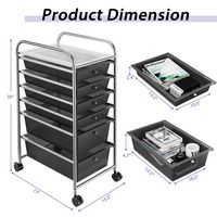 Costway - 6 Drawer Rolling Storage Cart Scrapbook Paper Office School Organizer - Black - Left View