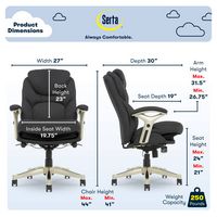 Serta - Upholstered Back in Motion Health & Wellness Manager Office Chair - Fabric - Dark Gray - Left View