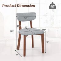 Costway Upholstered Dining Chairs Set of 4 with Solid Rubber Wood Frame, Curved Backrest - Grey - Left View