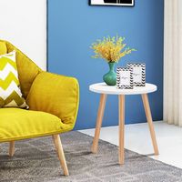 Costway Modern Round Coffee Tea Side Sofa Table Living Room Furniture Home Decor - White and Natural - Left View
