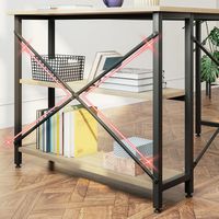 Bestier 47inch Small L Shaped Desk with Storage Shelves Corner Gaming Computer Desk - light OAK - Left View