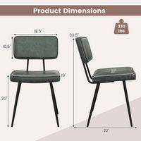 Costway Dining Chairs Set of 2 with PU Leather Cover Filled Sponge Waterfall Seats - Green - Left View