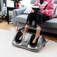 Costway - Shiatsu Foot Massager Kneading and Rolling Leg Calf Ankle with Remote Gray - Gray - Left View