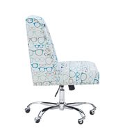 Linon Home Décor - Donora Glasses Print Fabric Adjustable Office Chair With Chrome Base - Blue - Left View
