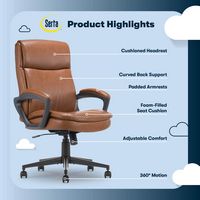 Serta - Comfort Ergo  Ergonomic Executive Upholstered Office Chair - Cognac - Bonded Leather - Left View
