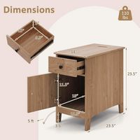 Costway 2 PCS End Table with Charging Station Flip Top Bedside Table with USB Ports & Outlets - N... - Left View