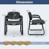 Costway Waiting Room Chair Set of 8 with Sled Base and Padded Arm Rest Home - Black - Left View