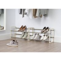 TRINITY - BASICS | 2-Tier Expandable Shoe Rack | 2-Pack | - White - Left View