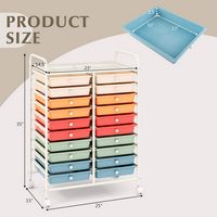 Costway - 20 Drawer Rolling Storage Cart Art Craft Organizer on Wheels Multipurpose - Macaron - Left View
