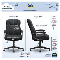 Serta - Connor Upholstered Executive High-Back Office Chair with Lumbar Support - Microfiber - Black - Left View