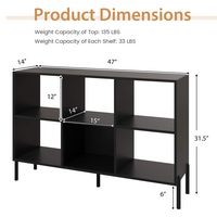 Costway - 6 Cube Storage Shelf Organizer Bookcase Square Cubby Cabinet Bedroom - Black - Left View