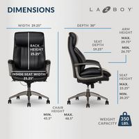 La-Z-Boy - Nova Executive Vegan Leather Office Chair with Air Lumbar Technology - Black - Left View