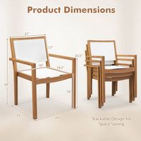 Costway Stackable Dining Chair Set of 4 with Wear-resistant Fabric & Breathable Backrest - White ... - Left View