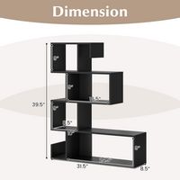 Costway - 1 PCS 5-Tier S-Shaped Bookshelf with Open Cubes Anti-Toppling Kits Freestanding Bookcas... - Left View