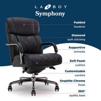 La-Z-Boy - Symphony Executive Mid-Back Bonded Leather Office Chair - Black and Graphite - Left View