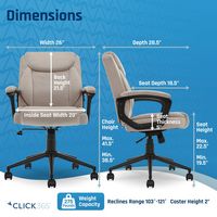 Click365 - Transform 1.0 Upholstered Desk Office Chair - Fabric - Beige - Left View