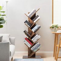 Costway Tree Bookshelf 8-Tier Bookcase Free Standing Book Rack Display Stand - Brown - Left View