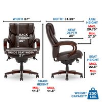 La-Z-Boy - Bellamy Executive Office Chair - Coffee Brown - Bonded Leather - Left View