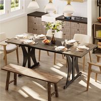 Bestier 71Inch Rectangular Dining Table for 6-8 People Wooden Kitchen Table with Metal Legs Compu... - Left View