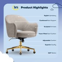 Serta - Mia Retro-Modern Soft Velvet Upholstery Ergonomic Home Office Chair - Stoneware Beige - Left View