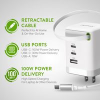 ReTrak - 100W USB-C Wall Charger - White - Left View